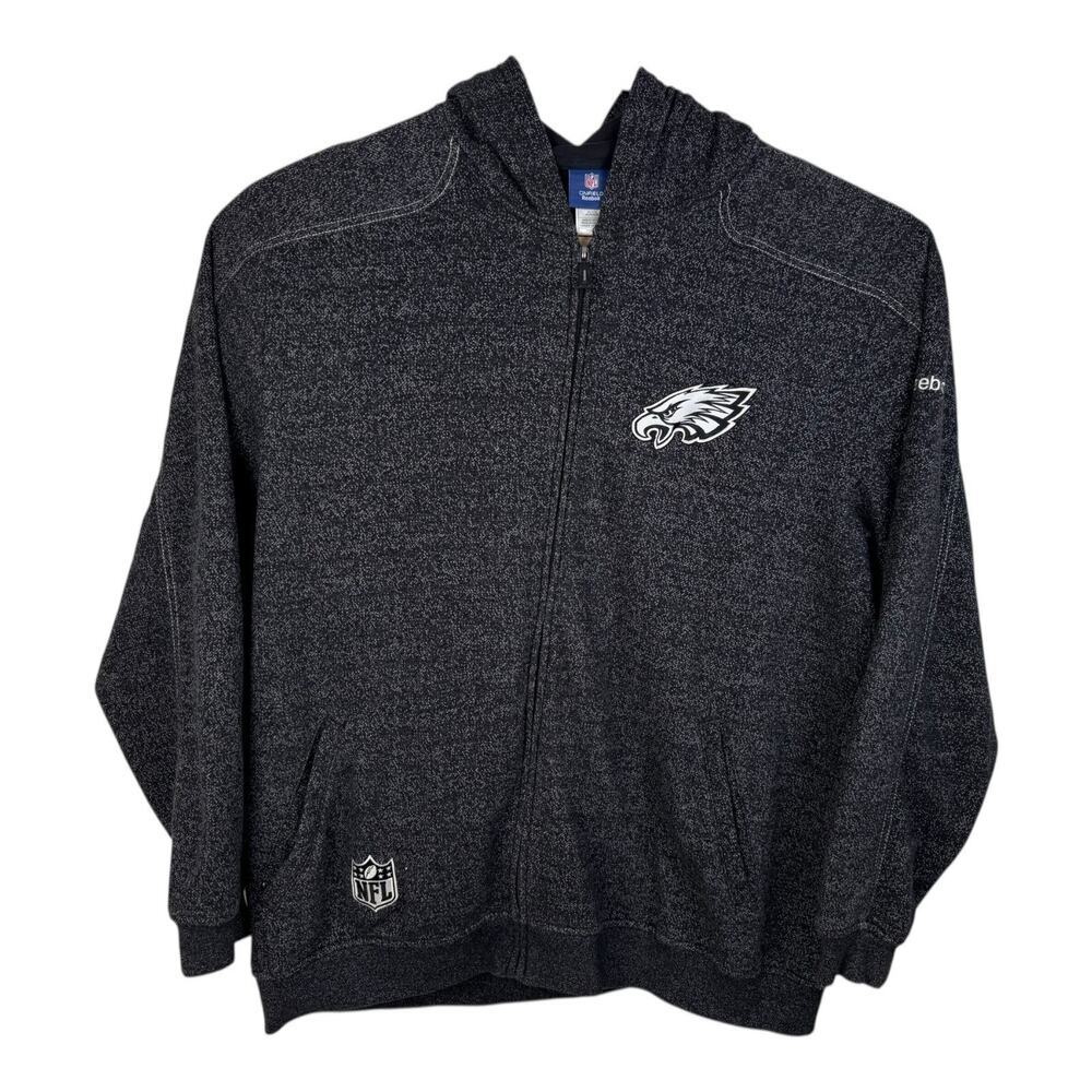 Reebok Onfield Philadelphia Eagles Men’s 3XL Black Full Zip Hoodie Sweatshirt